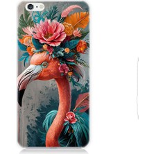 Teknomeg Apple iPhone 6 Uyumlu Çiçekli Flamingo  Desenli Silikon Kılıf