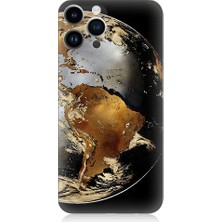 Teknomeg Apple iPhone 14 Pro Max Uyumlu Altın Dünya  Desenli Silikon Kılıf