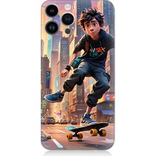 Teknomeg Apple iPhone 14 Pro Max Uyumlu Kaykay Çocuğu  Desenli Silikon Kılıf