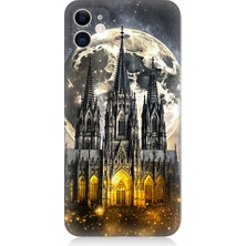 Teknomeg Apple iPhone 12 Uyumlu Ay ve Katedral  Desenli Silikon Kılıf
