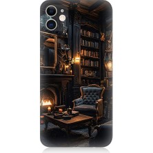 Teknomeg Apple iPhone 12 Uyumlu Kütüphane Odası  Desenli Silikon Kılıf