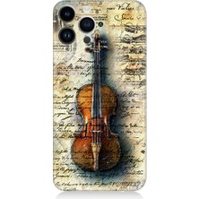 Teknomeg Apple iPhone 13 Pro Uyumlu Eski Keman  Desenli Silikon Kılıf