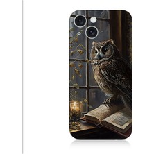 Teknomeg Apple iPhone 15 Uyumlu Baykuş ve Kitap  Desenli Silikon Kılıf