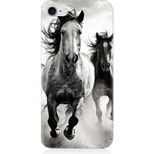 Teknomeg Apple iPhone 8 Uyumlu Koşan Atlar  Desenli Silikon Kılıf
