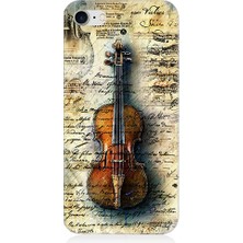 Teknomeg Apple iPhone 8 Plus Uyumlu Eski Keman  Desenli Silikon Kılıf