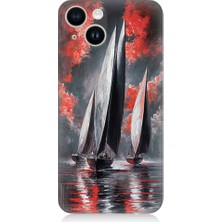 Teknomeg Apple iPhone 13 Uyumlu Yelkenli Yolculuk  Desenli Silikon Kılıf