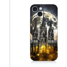 Teknomeg Apple iPhone 15 Uyumlu Ay ve Katedral  Desenli Silikon Kılıf