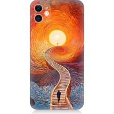 Teknomeg Apple iPhone 12 Uyumlu Işıklı Yol  Desenli Silikon Kılıf