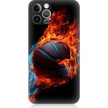 Teknomeg Apple iPhone 12 Pro Max Uyumlu Ateşli Basketbol  Desenli Silikon Kılıf