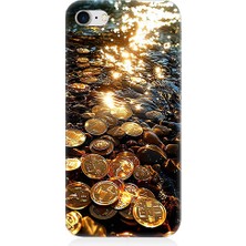 Teknomeg Apple iPhone 8 Plus Uyumlu Altın Paralar  Desenli Silikon Kılıf
