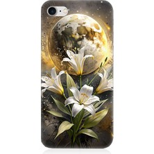 Teknomeg Apple iPhone 7 Plus Uyumlu Ay ve Çiçek  Desenli Silikon Kılıf