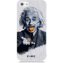Teknomeg Apple iPhone 5 Uyumlu Einstein ve Küp  Desenli Silikon Kılıf