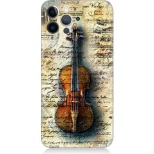 Teknomeg Apple iPhone 12 Pro Max Uyumlu Eski Keman  Desenli Silikon Kılıf