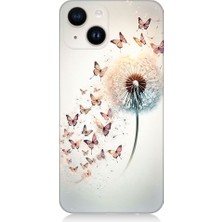 Teknomeg Apple iPhone 14 Uyumlu Karahindiba Kelebekler  Desenli Silikon Kılıf