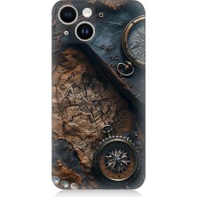 Teknomeg Apple iPhone 13 Uyumlu Eski Harita  Desenli Silikon Kılıf