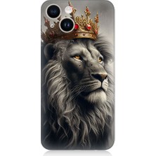 Teknomeg Apple iPhone 14 Uyumlu Taçlı Aslan 3  Desenli Silikon Kılıf