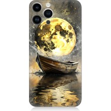 Teknomeg Apple iPhone 13 Pro Uyumlu Ay ve Tekne  Desenli Silikon Kılıf