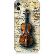 Teknomeg Apple iPhone 12 Uyumlu Eski Keman  Desenli Silikon Kılıf