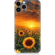 Teknomeg Apple iPhone 13 Pro Uyumlu Gün Batımı Ayçiçeği  Desenli Silikon Kılıf