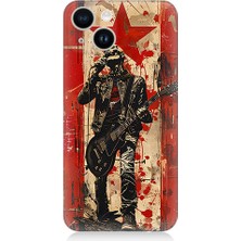 Teknomeg Apple iPhone 14 Uyumlu Kırmızı Gitar  Desenli Silikon Kılıf