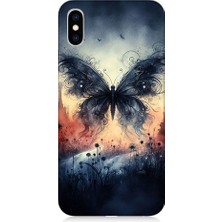 Teknomeg Apple iPhone x Uyumlu Kanatlı Kelebek  Desenli Silikon Kılıf