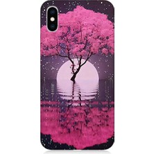 Teknomeg Apple iPhone Xs Uyumlu Deniz ve Güneş  Desenli Silikon Kılıf