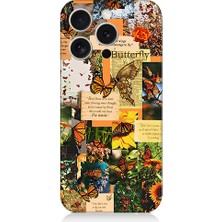 Teknomeg Apple iPhone 15 Pro Max Uyumlu Kelebek Poster  Desenli Silikon Kılıf
