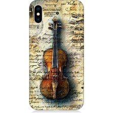 Teknomeg Apple iPhone x Uyumlu Eski Keman  Desenli Silikon Kılıf