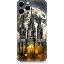 Teknomeg Apple iPhone 14 Pro Uyumlu Ay ve Katedral  Desenli Silikon Kılıf