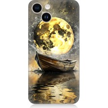 Teknomeg Apple iPhone 14 Uyumlu Ay ve Tekne  Desenli Silikon Kılıf