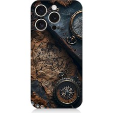 Teknomeg Apple iPhone 15 Pro Uyumlu Eski Harita  Desenli Silikon Kılıf