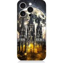 Teknomeg Apple iPhone 15 Pro Uyumlu Ay ve Katedral  Desenli Silikon Kılıf