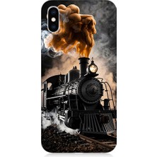 Teknomeg Apple iPhone x Uyumlu Kara Tren  Desenli Silikon Kılıf