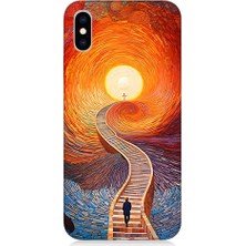 Teknomeg Apple iPhone Xs Uyumlu Işıklı Yol  Desenli Silikon Kılıf