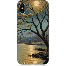 Teknomeg Apple iPhone Xs Uyumlu Gece Gölü  Desenli Silikon Kılıf