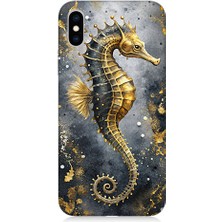 Teknomeg Apple iPhone Xs Max Uyumlu Altın Denizatı  Desenli Silikon Kılıf