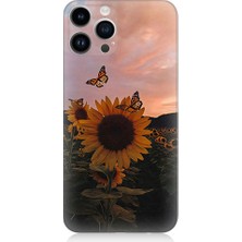Teknomeg Apple iPhone 13 Pro Max Uyumlu Gün Batımı Çiçeği  Desenli Silikon Kılıf
