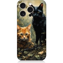 Teknomeg Apple iPhone 15 Pro Max Uyumlu Orman Kedileri  Desenli Silikon Kılıf