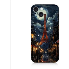 Teknomeg Apple iPhone 15 Plus Uyumlu Paris Sokakları  Desenli Silikon Kılıf
