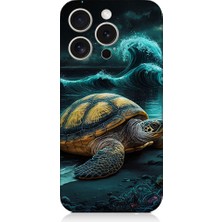 Teknomeg Apple iPhone 15 Pro Max Uyumlu Deniz Kaplumbağası  Desenli Silikon Kılıf