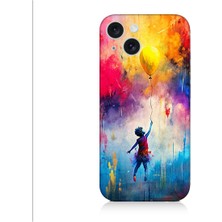 Teknomeg Apple iPhone 15 Plus Uyumlu Balonlu Kız  Desenli Silikon Kılıf