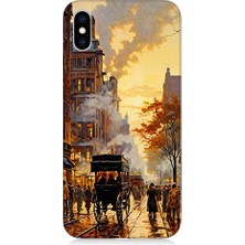 Teknomeg Apple iPhone Xs Max Uyumlu Şehir Manzarası  Desenli Silikon Kılıf