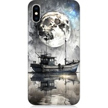 Teknomeg Apple iPhone x Uyumlu Balıkçı Teknesi  Desenli Silikon Kılıf