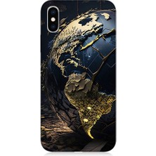 Teknomeg Apple iPhone Xs Max Uyumlu Dünya Haritası  Desenli Silikon Kılıf