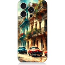Teknomeg Apple iPhone 15 Pro Max Uyumlu Renkli Sokak  Desenli Silikon Kılıf