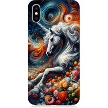 Teknomeg Apple iPhone x Uyumlu Renkli At  Desenli Silikon Kılıf