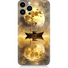 Teknomeg Apple iPhone 14 Pro Max Uyumlu Ay ve Tekne  Desenli Silikon Kılıf