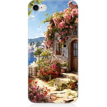 Teknomeg Apple iPhone 8 Plus Uyumlu Çiçekli Ev  Desenli Silikon Kılıf