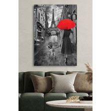 Limitless Design Hd Baskı Kanvas Tablo Baskılı Yağlıboya Paris Eyfel Kırmızı Şemsiyeli Kadın Ev Ofis Dekor Hediyelik Tablo
