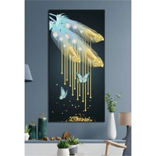 Limitless Design Mavi Kelebekler ve Tüyler Hd Baskı Kanvas Tablo Salon Oturma Yatak Odası Ofis Cafe Için Duvar Dekoru